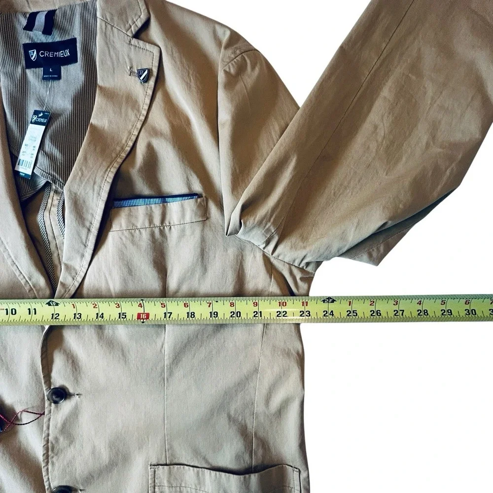 Cremieux Club 38 Mens L Chino Tan Cotton Blazer Sport Coat 2 Button All Season